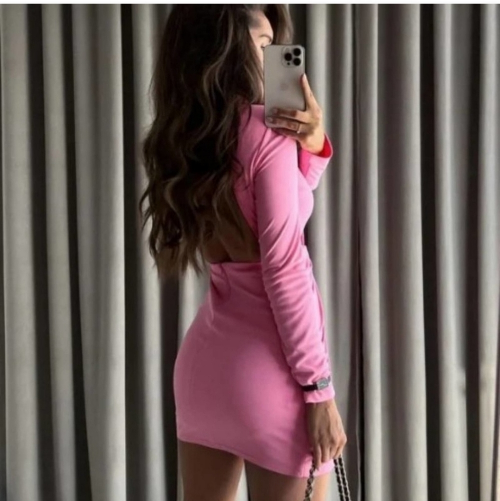 NWT Zara Pink Draped  Mini Dress - Picture 11 of 16